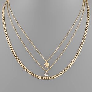 Heart & CZ Pendant Set Necklace